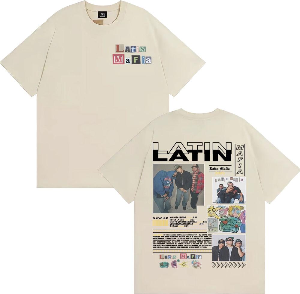 2026 Summer Rock Band Latin Mafia Album Tour Cover Tshirt Unisex Hip Hop Punk Super Cotton Tshirt Fashion Leisure Oneck Tshirt