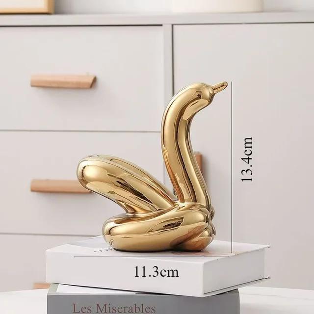 13.4cm Mini Creative Swan Abstract Ceramic Ornament Sculpture Study Room Statue Home Office Accessories Decoration Gift
