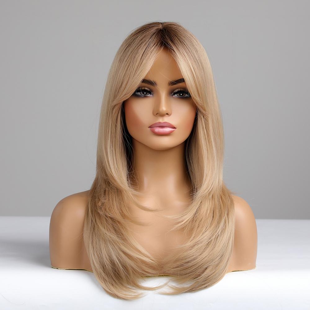 Long Straight Blonde Wig Bob Synthetic Wigs for Women Lolita Party Natural Wigs High Temperature Hair
