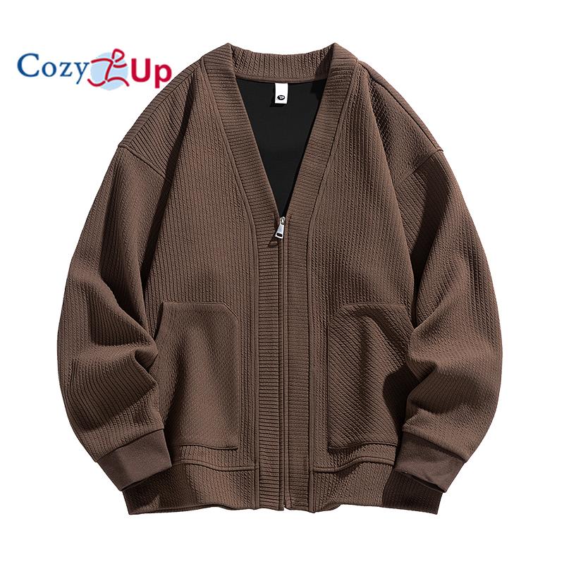 Уютный мужской кардиган, свитер из полушерсти, вязаный кардиган с V-образным вырезом и пуговицами, с карманами