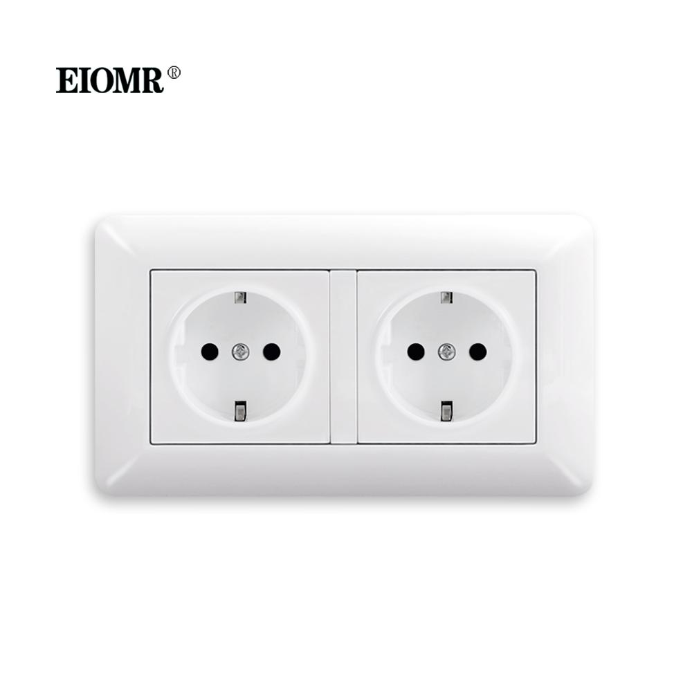 EIOMR EU Настенная розетка с портом Type C 5V 2.1A 146мм, 86мм Огнестойкая панель из ПК 16A 220V Стандарт ЕС USB-розетка