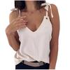 Женская мода однотонная без рукавов с v-образным вырезом и бантом, повседневная майка, жилет, блузка