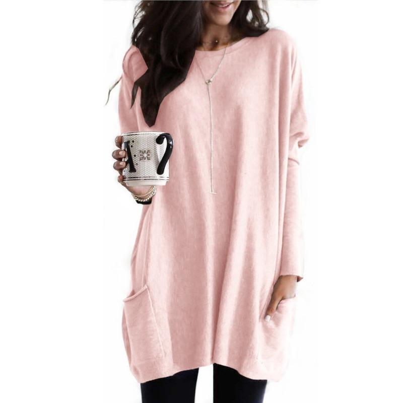 Spring and Autumn T-shirt Women's Casual Round Neck Long Sleeve Top