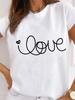 (Asian Size) Love Letter 90s Cute Clothing Shirt Women Printed Lady Casual Short Sleeve T Tee Top Fashion Female Graphic T-shirts