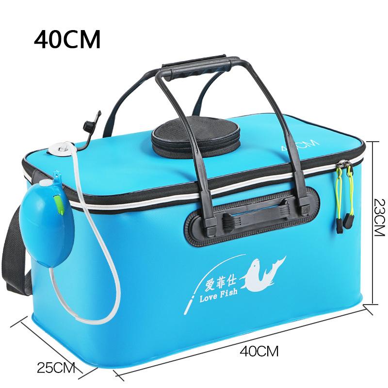 Foldable Wear-resistant Waterproof EVA Fishing Barrel Fishing Box Tools Box Optional Rechargeable Oxygen Pump 30cm/35cm/40cm/45cm/50cm Size Choices