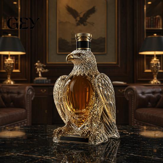 Whiskey Decanter for Connoisseurs Eagle Glass Decanter, 350ml 250th Anniversary Shaped Bottle Artistic Wine Bourbon, Unique Bar Decor & Gift