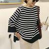 ZANZEA Women Casual Round Neck Loose 3/4 Sleeve Stripe Blouse