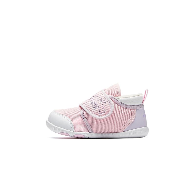 Anta Kids Synthetic Leather Fabric Trendy Non-Slip Lightweight Shock Absorbing Low-Top Walking Shoes Baby Sneaker Pink White A22440069-1