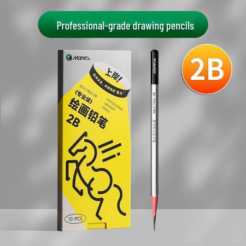 Mali Student Sketching & Drawing Pencil Set: Includes 2B, 4B, 14B soft, medium, hard, and charcoal pencils ideal for art exams.