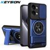 KEYSION Магнитный чехол для телефона Xiaomi POCO X8 Pro Max Защита камеры со сдвижной крышкой Вертикальная подставка Кольцо 360° Ударопрочная задняя крышка