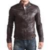 Men's Genuine Lambskin Brown Leather Jacket Stylish Motorcycle Bomber Biker Outerwear MJ 09