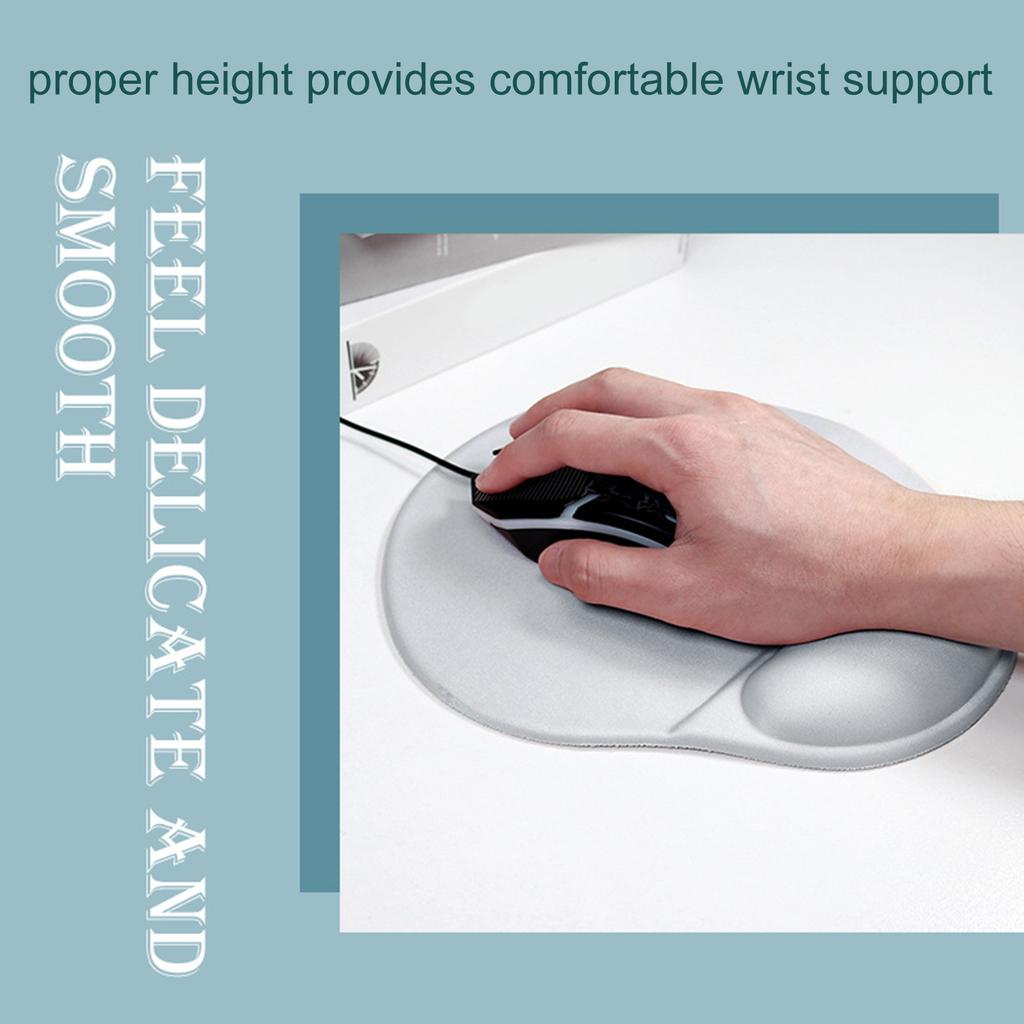 Wrist Rest Mouse Pad Gray Soft Silicone Ergonomic Design Nonslip PU Bottom Mouse Wrist Pad for Office Work Game Grey