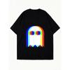 Oversize Women's Short-Sleeve T-Shirt with Rainbow Gradient Ghost (with Colorful Ring Eyes) Print