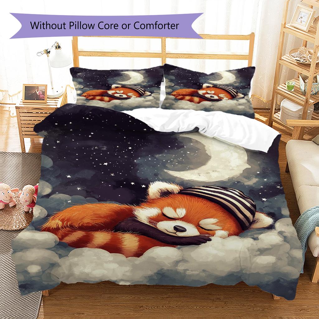 Good Night Dogs Pattern Bedding Quilt Set Quilt Cover Pillowcase Home Decoration Birthday Gift (1 * duvet cover + 2 * pillowcase, without core)