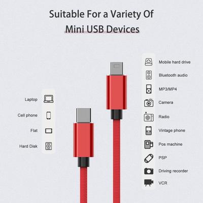 MP3-плеер OTG-кабель USB-C на Mini 5-pin для синхронизации данных Кабель USB Type C на Mini USB для быстрой зарядки
