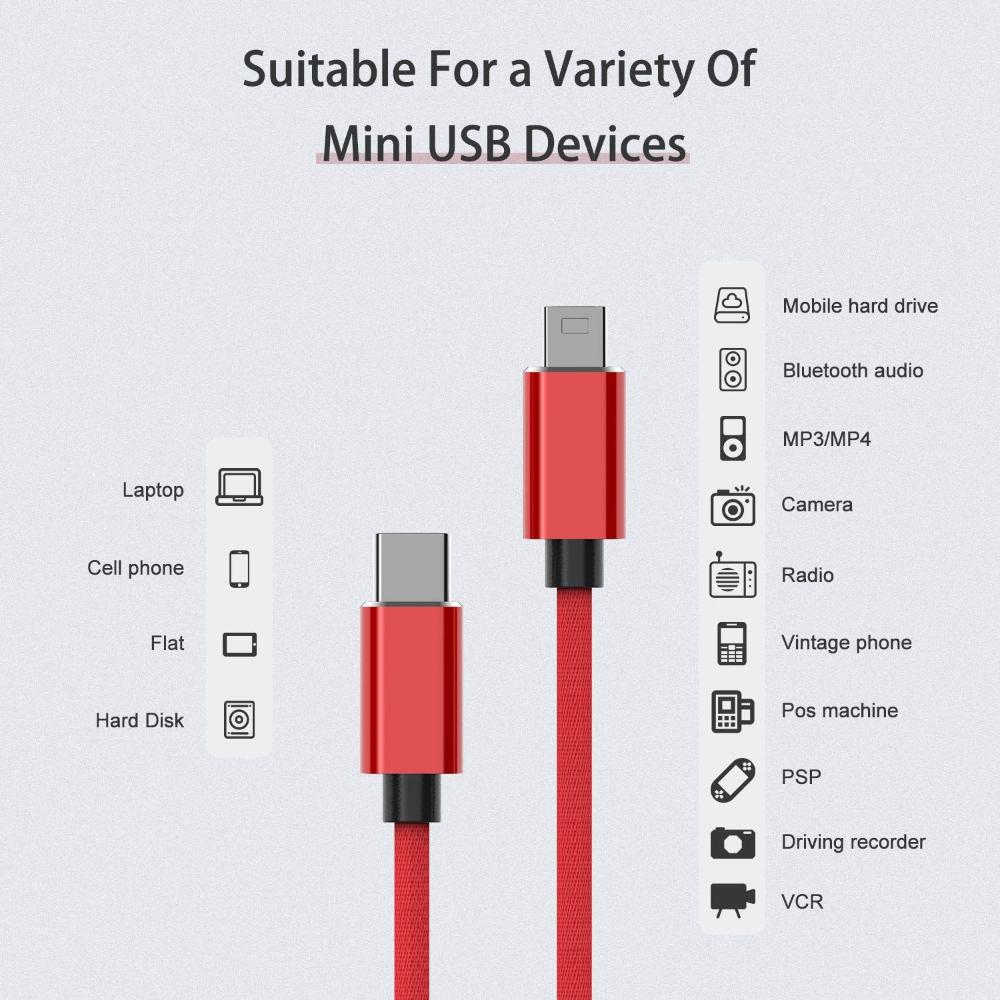 Кабель OTG для синхронизации данных цифровой камеры USB-C на Mini 5-контактный USB Type C на Mini USB кабель для быстрой зарядки