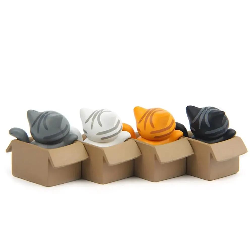 4 шт. Мини-кошка, украшение, садовая статуэтка котенка, подарок для детей, детская комната, милая игрушка Kawaii, миниатюрные фигурки, украшение для дома