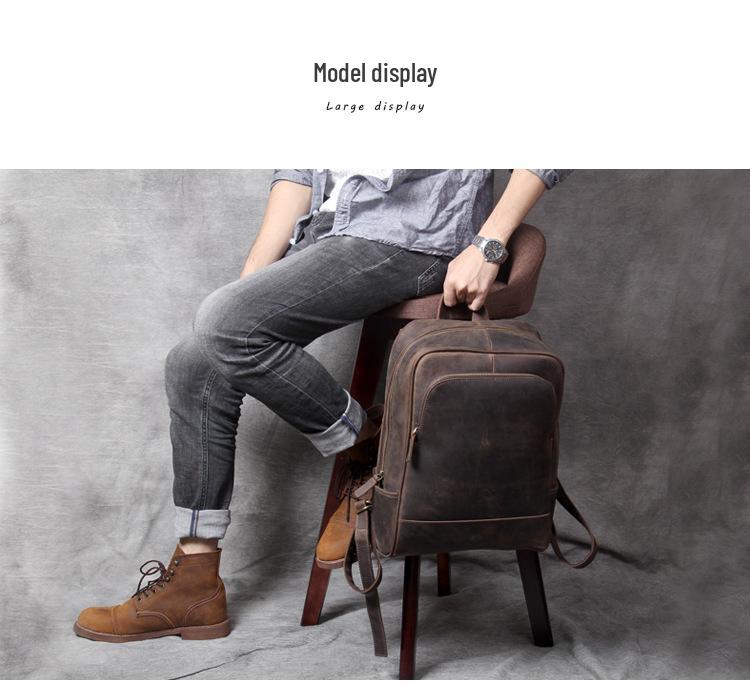 Ретро мужской рюкзак для ноутбука из натуральной коровьей кожи Sivok