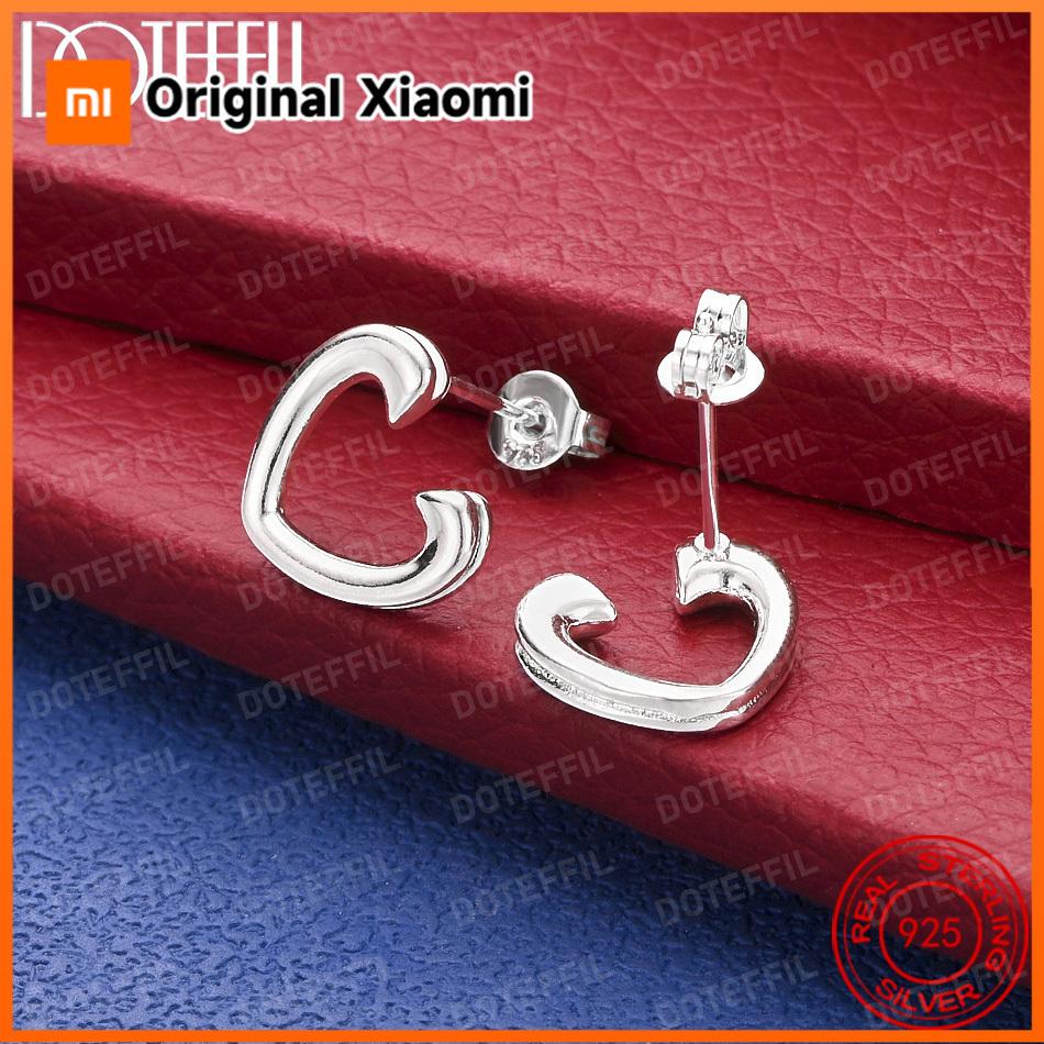 Xiaomi 925 Sterling Silver Simple Heart Stud Earrings for Women Party Wedding Accessories Elegant Jewelry