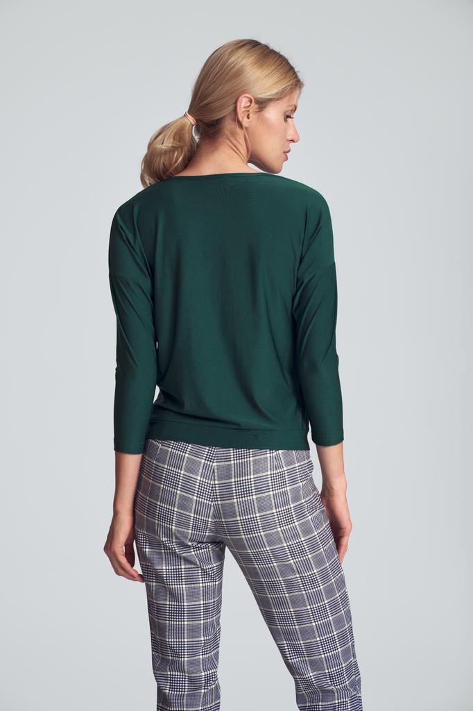 Green women' V-neck blouse M710 size