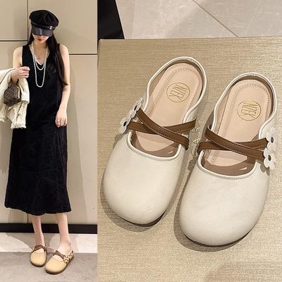 Баотоу тапочки женские летние новые на плоской подошве модные для улицы с юбками универсальные сандалии Мэри Джейн