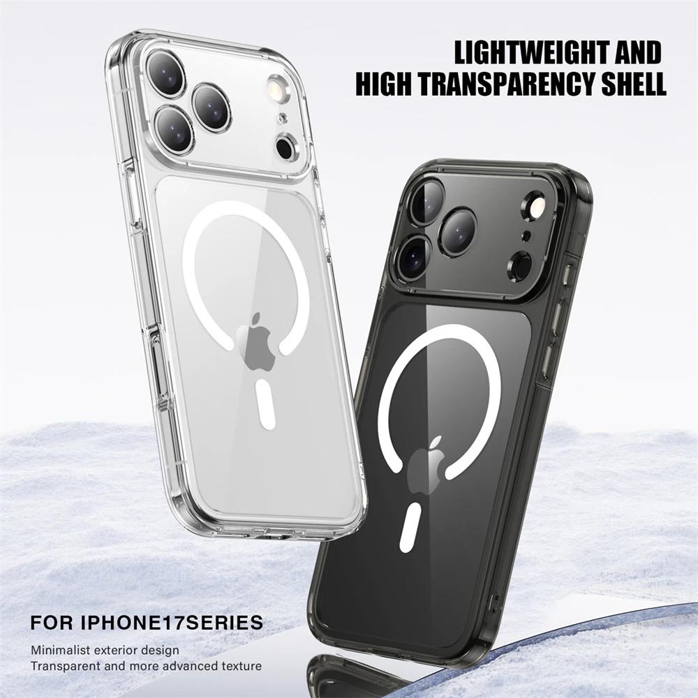 Luxury Clear TPU Shockproof For Magsafe Magnetic Phone Case For iPhone 17 Air 17 Pro Max Wireless Charging Shockproof Back Cover