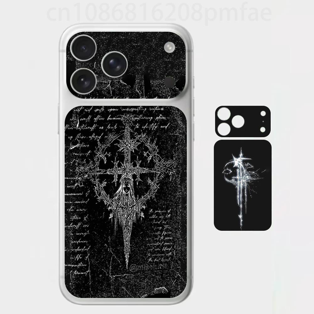 Готический Кибер-Сигил Крест Премиум Наклейка-Обертка для iPhone 17 Pro/Max, Задняя Рамка Защитная Наклейка на Камеру (Не чехол)