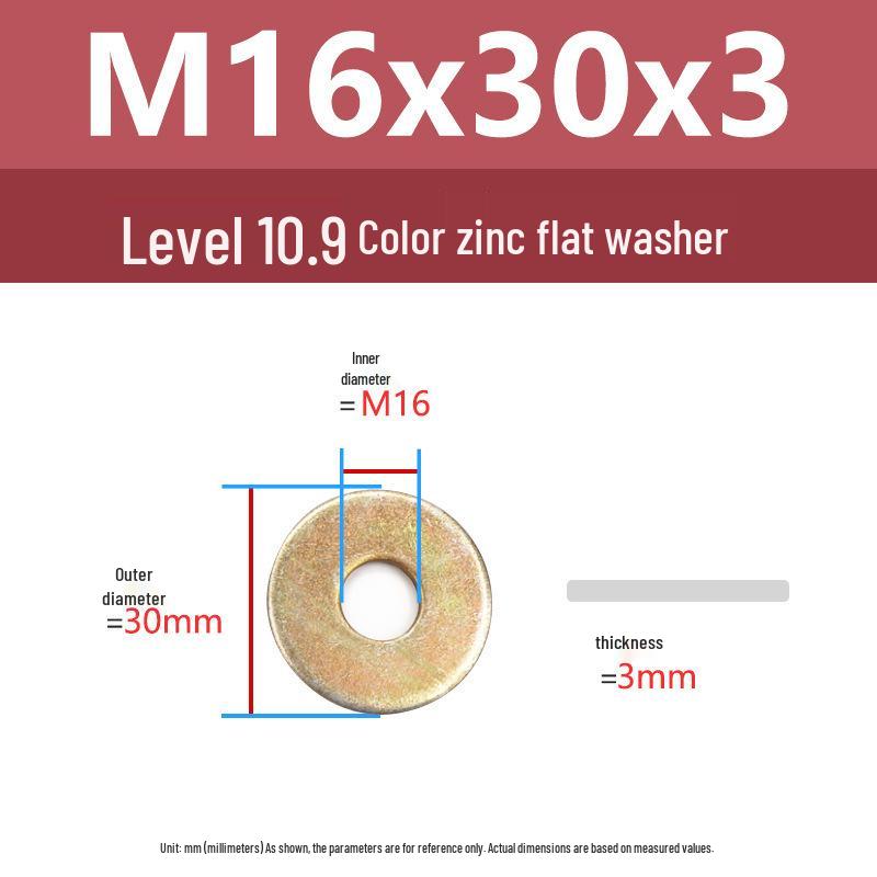 Yigu High-Strength Color Zinc Flat Washer: Enlarged & Thickened M6-M24 Screw Washer