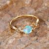 Boho Female White Round Fire Opal Stone Ring Cute Gold Color Summer Wedding Jewelry For Women