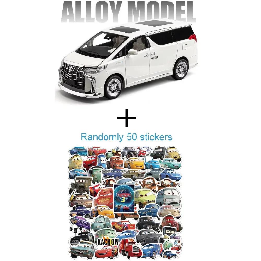 Большой масштаб 1:18 Модель автомобиля Альфард Игрушка Автоматическая дверь Литой металл Звук Свет Деловые автомобили Украшение для детей Подарки