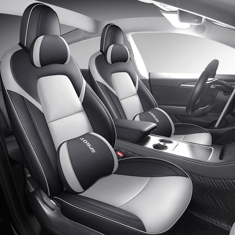 Индивидуальный кожаный чехол на сиденье для Tesla Model 3 2019-2022 годов - Полное покрытие, Индивидуальный крой