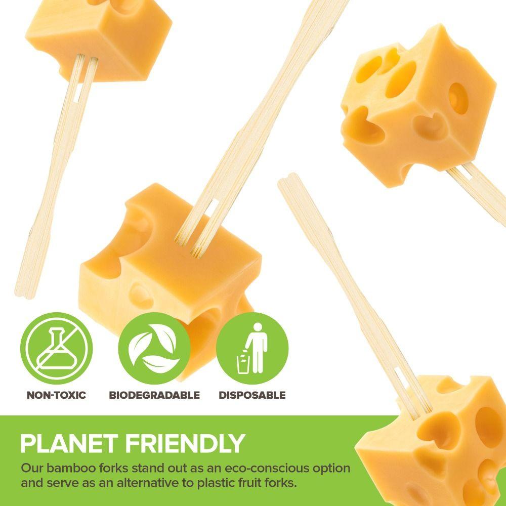 100Pcs Mini Size Fruit Forks Bamboo Restaurant Tableware Sandwiches Appetizer Forks Household Use