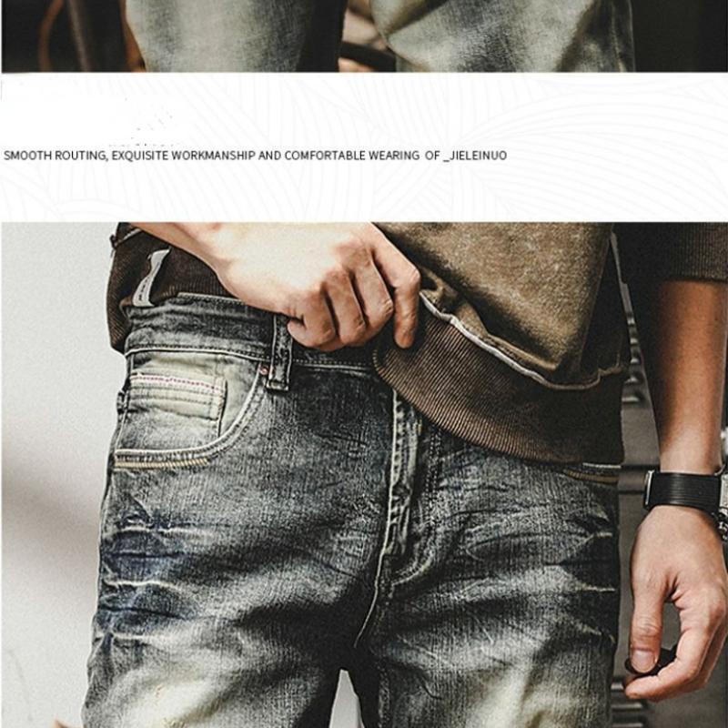 American Heavy Retro Jeans Men's Straight Overalls Men's Trendy Brand Casual Trousers