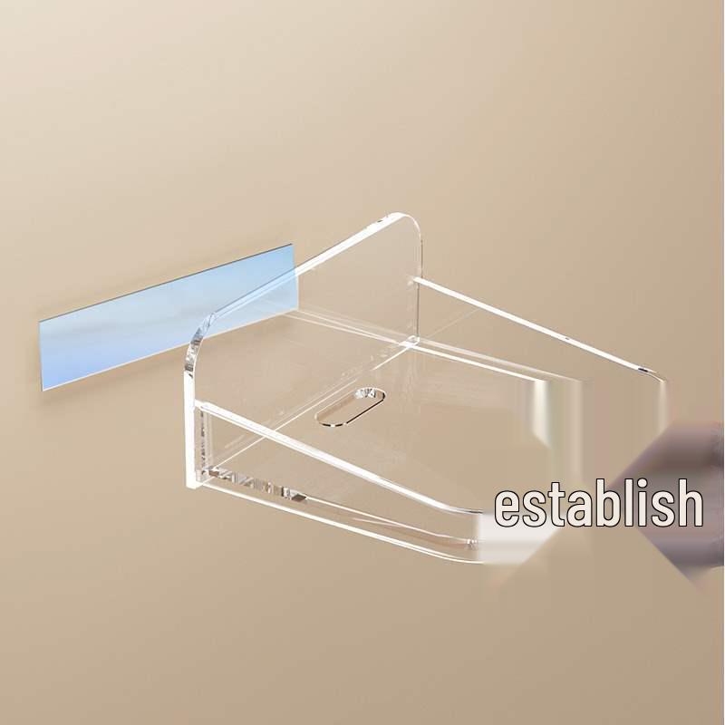 Wall-Mounted No-Drill Camera Storage Shelf for Phones and Monitoring