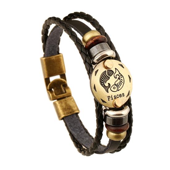 Браслет для пар Изысканный узор Износостойкий браслет из искусственной кожи созвездия с многослойной плетеной веревкой