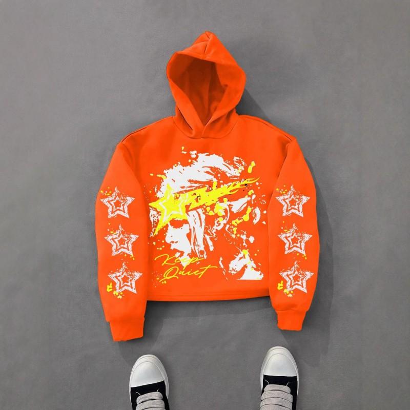 Unisex Oversized Hooded Sweatshirt With Abstract Graphic Print Streetwear Loose Fit Long Sleeve Pullover