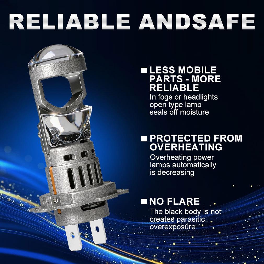 2 шт. Светодиодные линзы-проекторы H7 для фар H4 Canbus Автомобильные и мотоциклетные фары Мини Беспроводные Turbo 40000 лм Автоматическая противотуманная фара Plug&Play Фара 6500K Белый