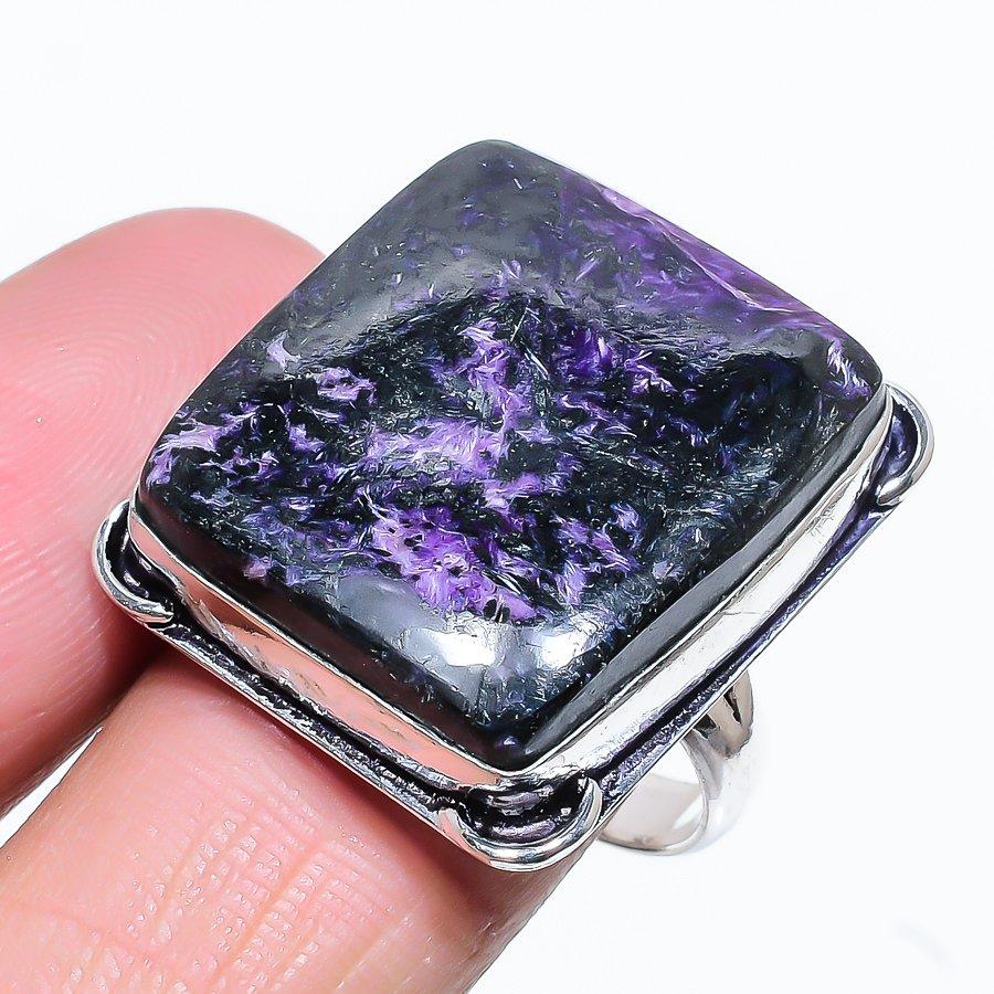Natural Russian Charoite Gemstone 925 Sterling Silver Gift Ring Size 10 S8B81