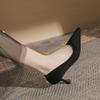 83377 thin heel pointed women's shoes 2026 black versatile light mouth women's commuter style simple professional single shoes