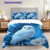 Snowy Owl Pattern Bedding Quilt Set Quilt Cover Pillowcase Home Decoration Birthday Gift (1 * duvet cover + 2 * pillowcase, without core)