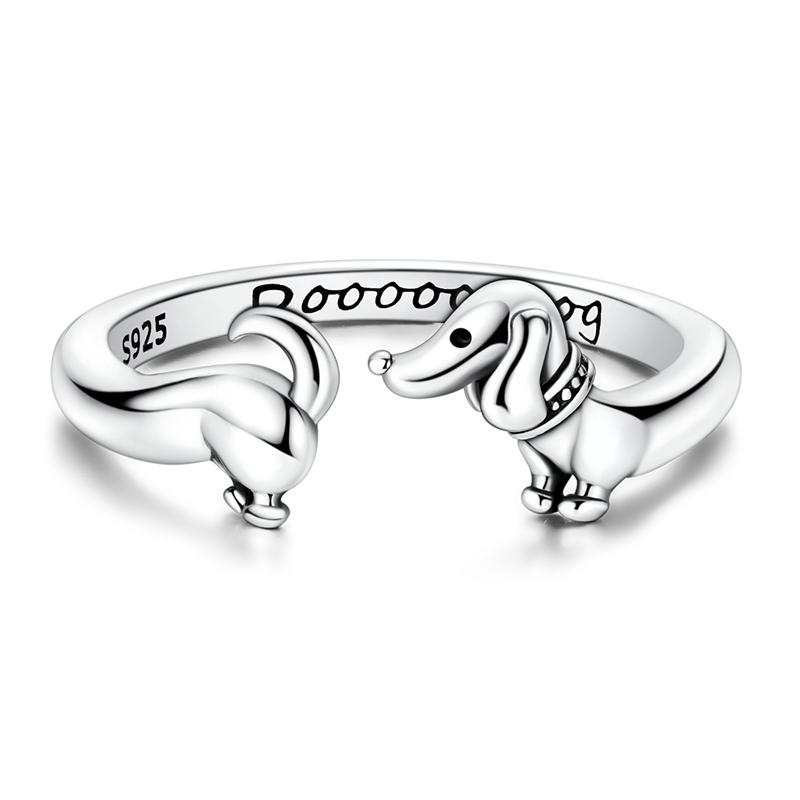 Новое серебряное кольцо 925 пробы с таксой для женщин, подходит для свадебной вечеринки, ювелирный подарок