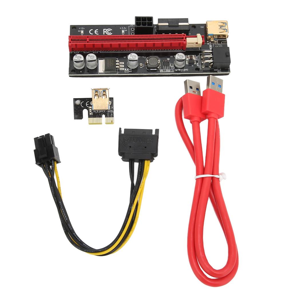 Карта-райзер PCIE 1X на 16X 4 твердотельных конденсатора 6-контактный интерфейс USB-кабель Фиксированная конструкция защелки PCIE GPU