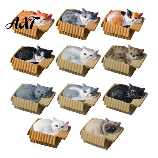 Carton Cat Figurine for Desk Mini Ornaments, Simulation Express with Resin Kitten Figurines, Cute Small Statue Car Desktop Dashboard Decor,