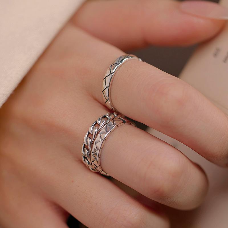 Banyan Tree S925 Серебряное ретро корейско-тайское регулируемое стековое кольцо для женщин
