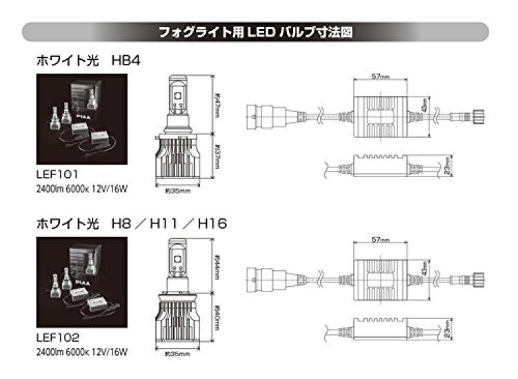 Светодиодная противотуманная лампа PIAA 2400 лм HB4 Белый 12 В 16 Вт 2 шт. LEF101 [6000K]