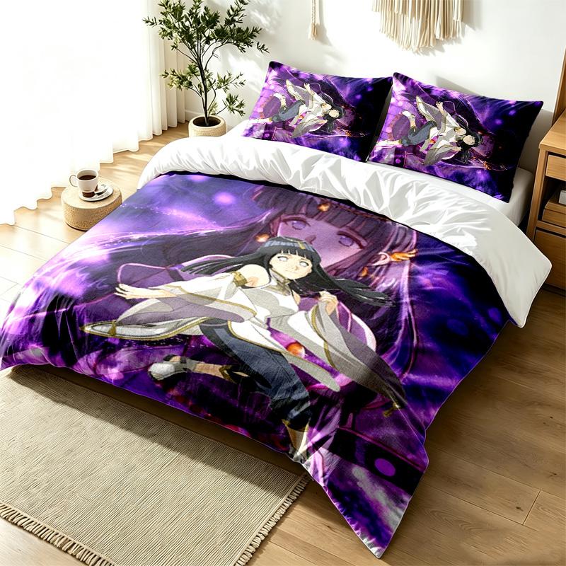 Hyuga Hinata 3pc Duvet Cover Set Simple Modern Bedding Set Wrinkle Resistant Soft Fabric All Season Use a perfect gift