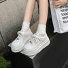 Leather Heightened Platform White Shoes Women's 2025 New Summer Mesh Breathable and Comfortable Versatile Ultra-light Soft Baseplate Shoes