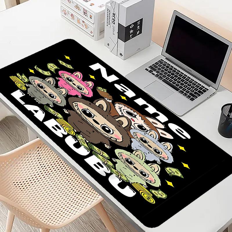 Custom Name Personalized Labubu Pattern Mousepad, Laptop PC Desk Mat, Decorative Desk Mat for Home Keyboard Pad Gift