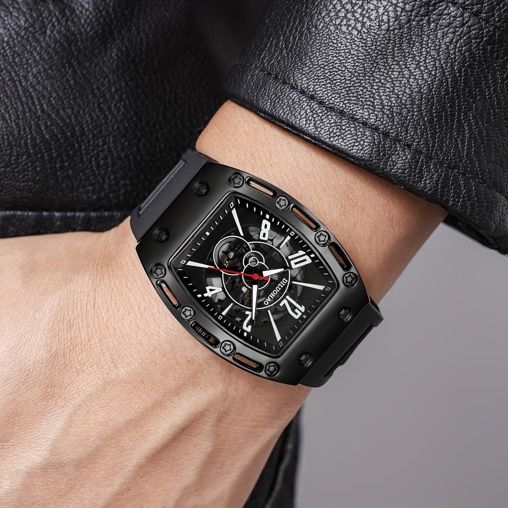 Кварцевые часы Силиконовые Прозрачные Полые Бочкообразные Кварцевые часы Повседневные Модные Спортивные Мужские часы для Подарка Отцу и Любимому Часы Рождественский Подарок