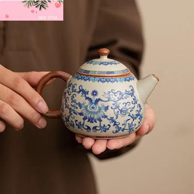 Китайский керамический чайник из печи Жу Гэвань Традиционный ручной работы Сине-белый чайник Красивый ситечко для чая Чайник Бытовая посуда для чая